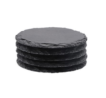 🎁 Stone Slate Coaster Round Black 5pcs (100% off)