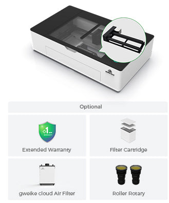 Cortadora y grabadora láser Gweike Cloud con componente rotatorio CO₂ (55 W) Pro