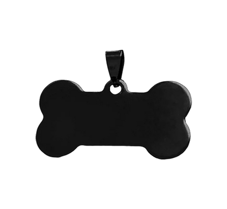 Black Stainless Steel Blank Dog Bone Pet Tag (10pcs)